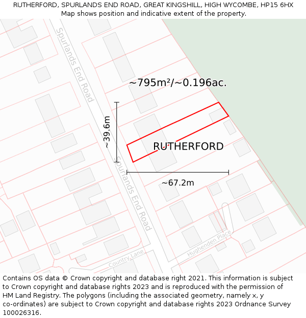RUTHERFORD, SPURLANDS END ROAD, GREAT KINGSHILL, HIGH WYCOMBE, HP15 6HX: Plot and title map