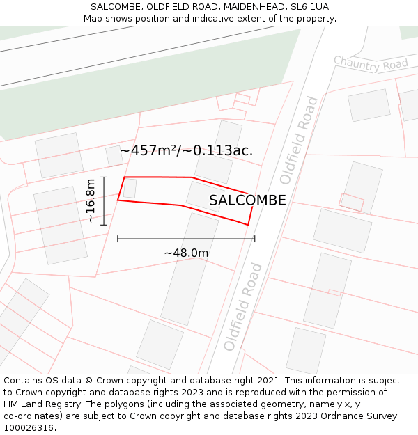 SALCOMBE, OLDFIELD ROAD, MAIDENHEAD, SL6 1UA: Plot and title map