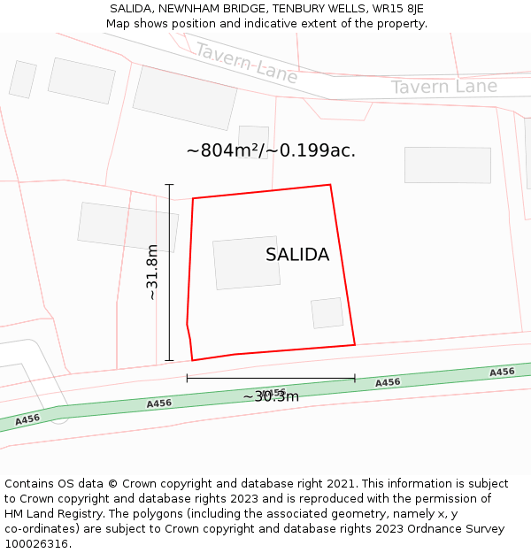SALIDA, NEWNHAM BRIDGE, TENBURY WELLS, WR15 8JE: Plot and title map