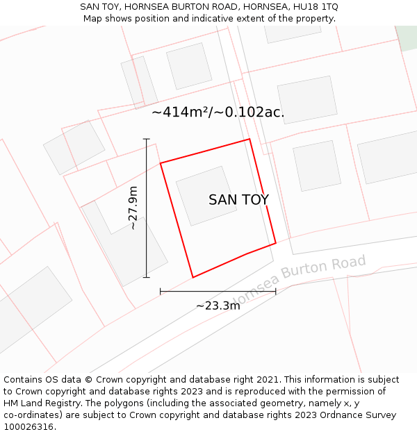 SAN TOY, HORNSEA BURTON ROAD, HORNSEA, HU18 1TQ: Plot and title map