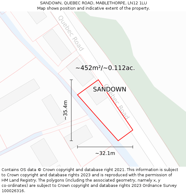 SANDOWN, QUEBEC ROAD, MABLETHORPE, LN12 1LU: Plot and title map