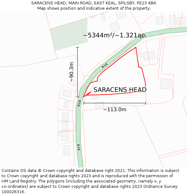 SARACENS HEAD, MAIN ROAD, EAST KEAL, SPILSBY, PE23 4BA: Plot and title map