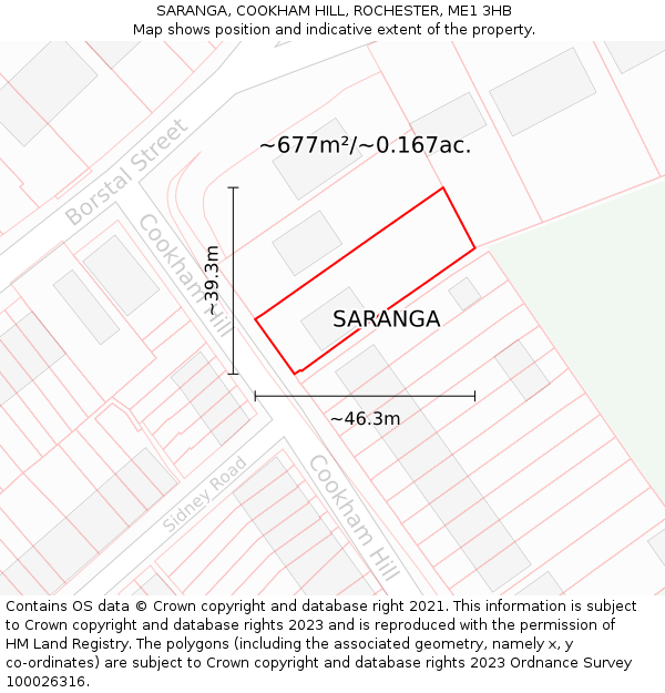 SARANGA, COOKHAM HILL, ROCHESTER, ME1 3HB: Plot and title map
