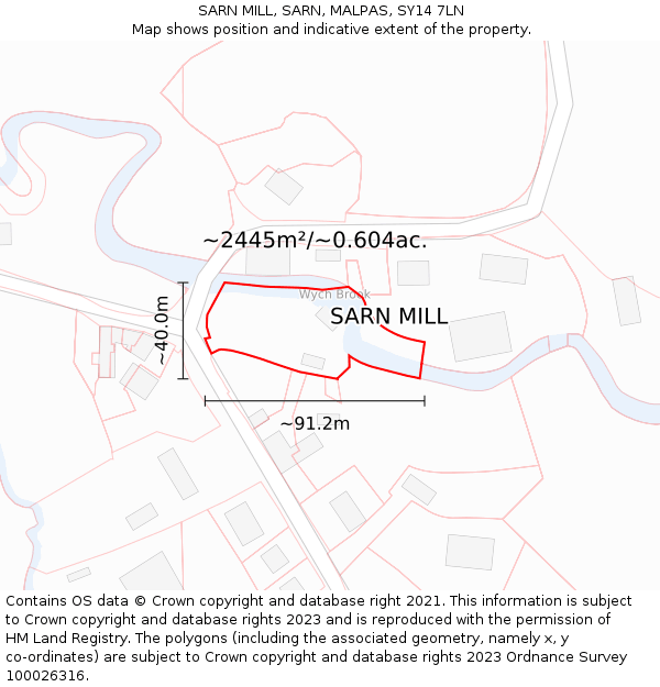 SARN MILL, SARN, MALPAS, SY14 7LN: Plot and title map