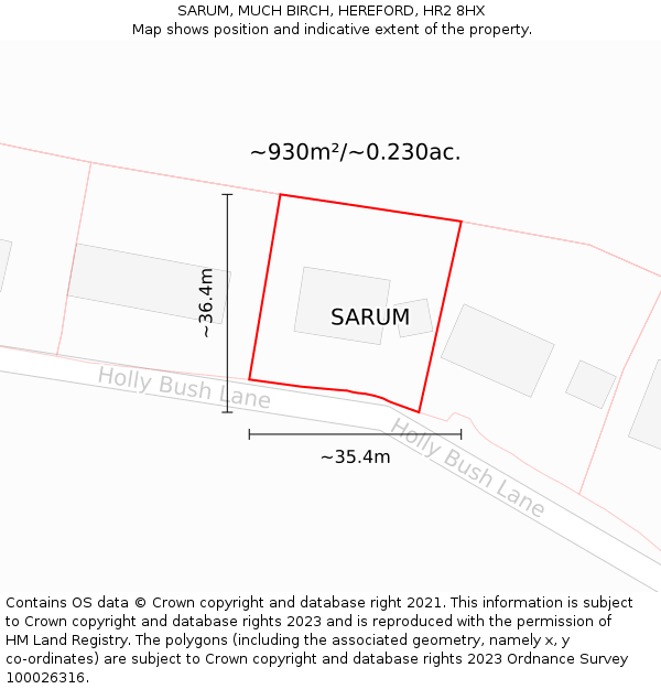 SARUM, MUCH BIRCH, HEREFORD, HR2 8HX: Plot and title map