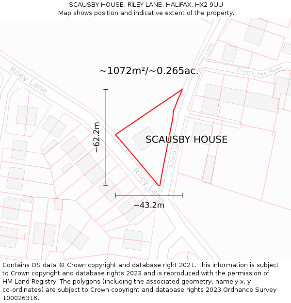 SCAUSBY HOUSE, RILEY LANE, HALIFAX, HX2 9UU: Plot and title map