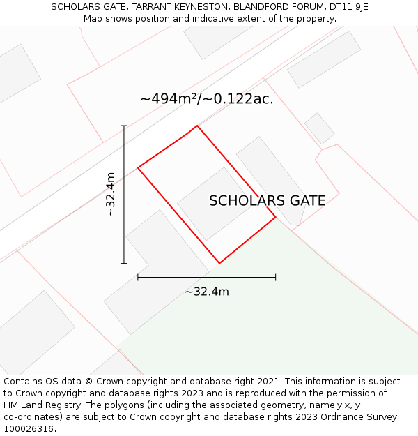 SCHOLARS GATE, TARRANT KEYNESTON, BLANDFORD FORUM, DT11 9JE: Plot and title map