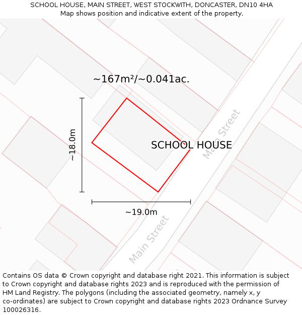 SCHOOL HOUSE, MAIN STREET, WEST STOCKWITH, DONCASTER, DN10 4HA: Plot and title map