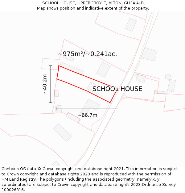 SCHOOL HOUSE, UPPER FROYLE, ALTON, GU34 4LB: Plot and title map