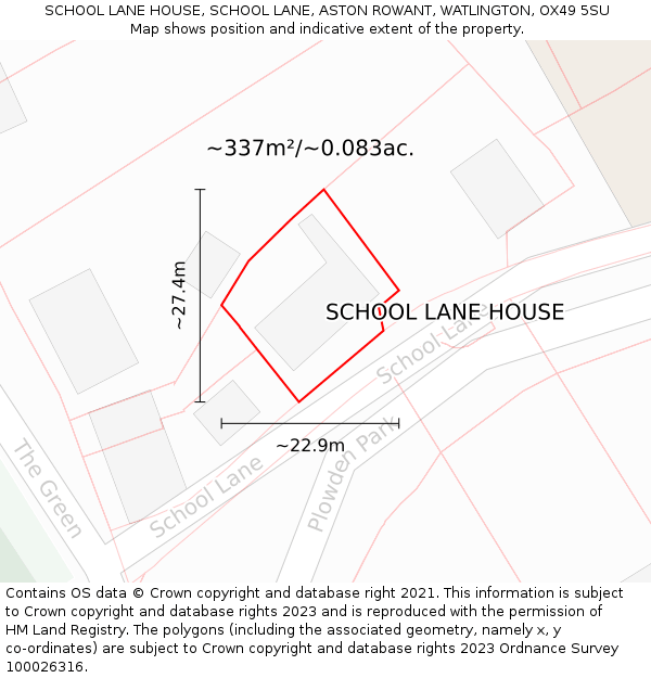 SCHOOL LANE HOUSE, SCHOOL LANE, ASTON ROWANT, WATLINGTON, OX49 5SU: Plot and title map