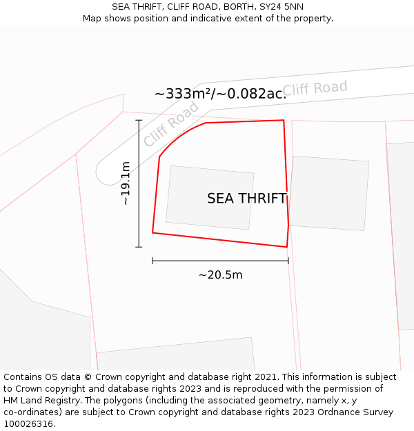 SEA THRIFT, CLIFF ROAD, BORTH, SY24 5NN: Plot and title map