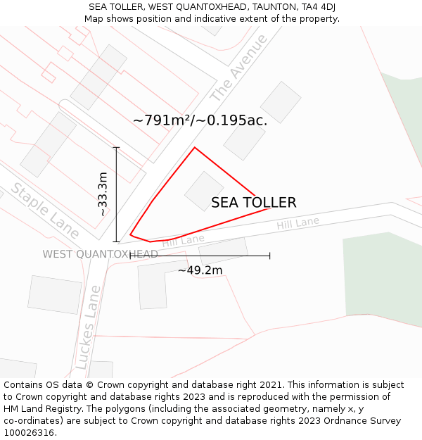 SEA TOLLER, WEST QUANTOXHEAD, TAUNTON, TA4 4DJ: Plot and title map