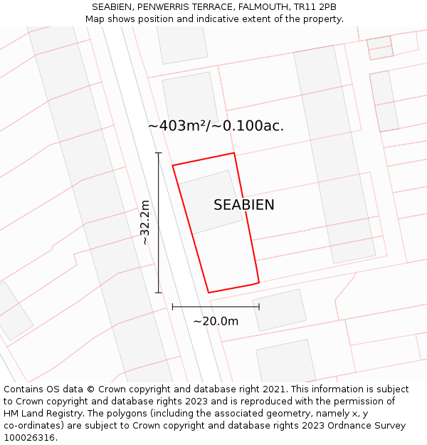 SEABIEN, PENWERRIS TERRACE, FALMOUTH, TR11 2PB: Plot and title map