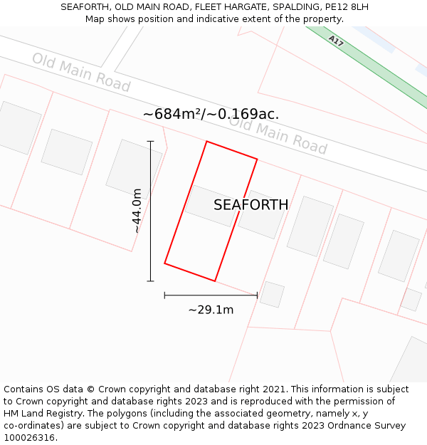 SEAFORTH, OLD MAIN ROAD, FLEET HARGATE, SPALDING, PE12 8LH: Plot and title map