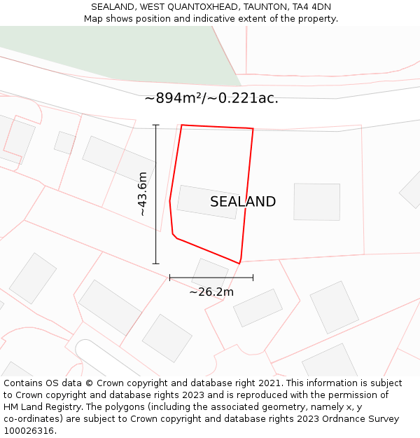 SEALAND, WEST QUANTOXHEAD, TAUNTON, TA4 4DN: Plot and title map