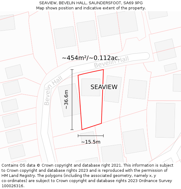 SEAVIEW, BEVELIN HALL, SAUNDERSFOOT, SA69 9PG: Plot and title map