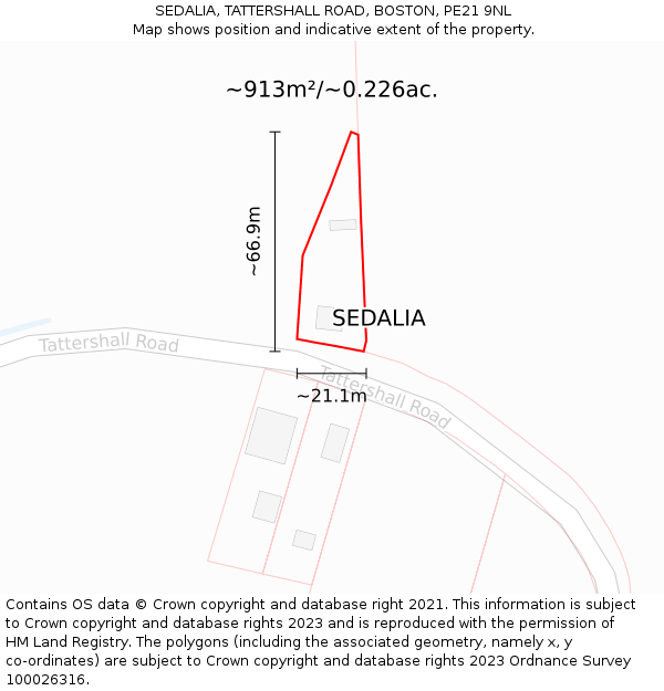SEDALIA, TATTERSHALL ROAD, BOSTON, PE21 9NL: Plot and title map