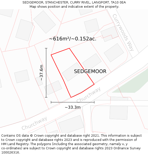 SEDGEMOOR, STANCHESTER, CURRY RIVEL, LANGPORT, TA10 0EA: Plot and title map