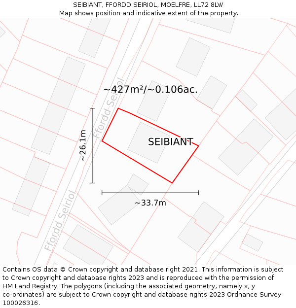 SEIBIANT, FFORDD SEIRIOL, MOELFRE, LL72 8LW: Plot and title map