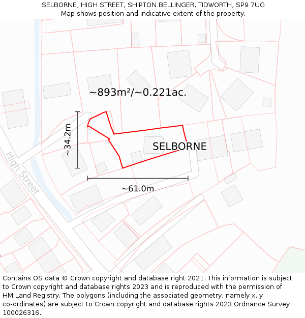 SELBORNE, HIGH STREET, SHIPTON BELLINGER, TIDWORTH, SP9 7UG: Plot and title map