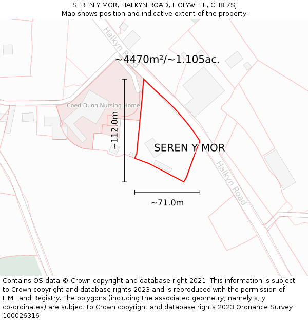 SEREN Y MOR, HALKYN ROAD, HOLYWELL, CH8 7SJ: Plot and title map