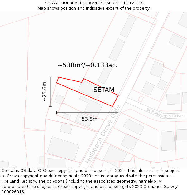 SETAM, HOLBEACH DROVE, SPALDING, PE12 0PX: Plot and title map