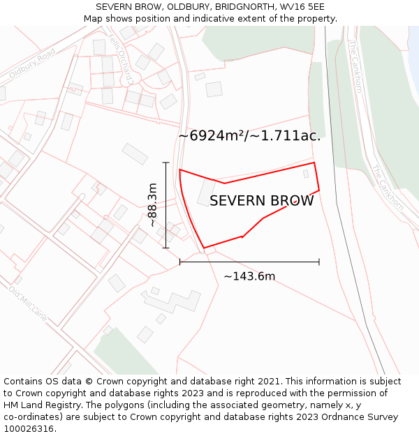 SEVERN BROW, OLDBURY, BRIDGNORTH, WV16 5EE: Plot and title map