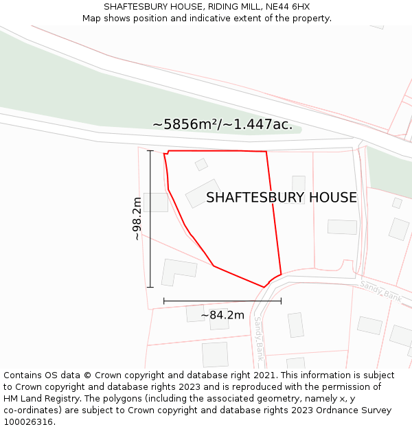 SHAFTESBURY HOUSE, RIDING MILL, NE44 6HX: Plot and title map