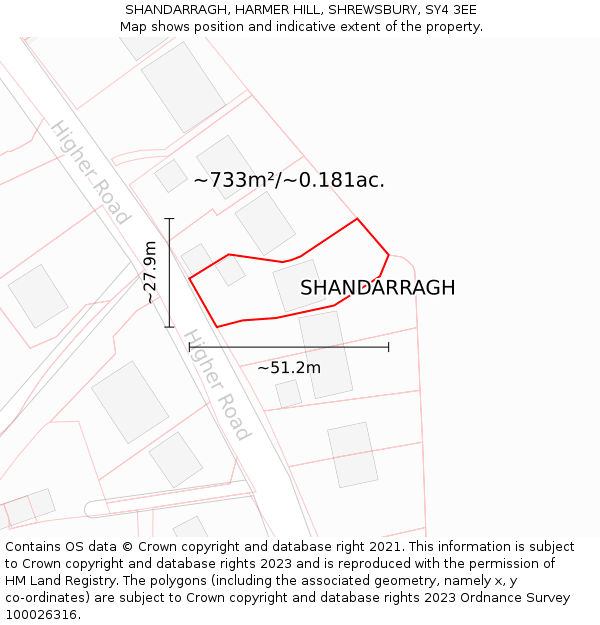 SHANDARRAGH, HARMER HILL, SHREWSBURY, SY4 3EE: Plot and title map