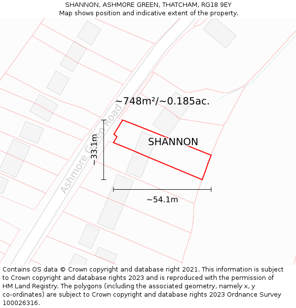 SHANNON, ASHMORE GREEN, THATCHAM, RG18 9EY: Plot and title map