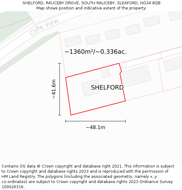 SHELFORD, RAUCEBY DROVE, SOUTH RAUCEBY, SLEAFORD, NG34 8QB: Plot and title map