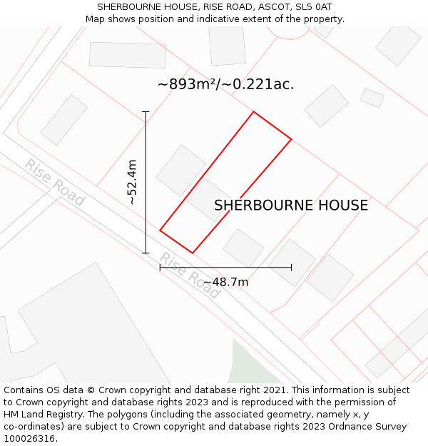 SHERBOURNE HOUSE, RISE ROAD, ASCOT, SL5 0AT: Plot and title map