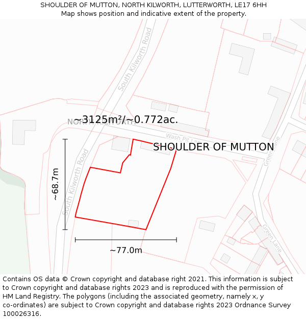 SHOULDER OF MUTTON, NORTH KILWORTH, LUTTERWORTH, LE17 6HH: Plot and title map