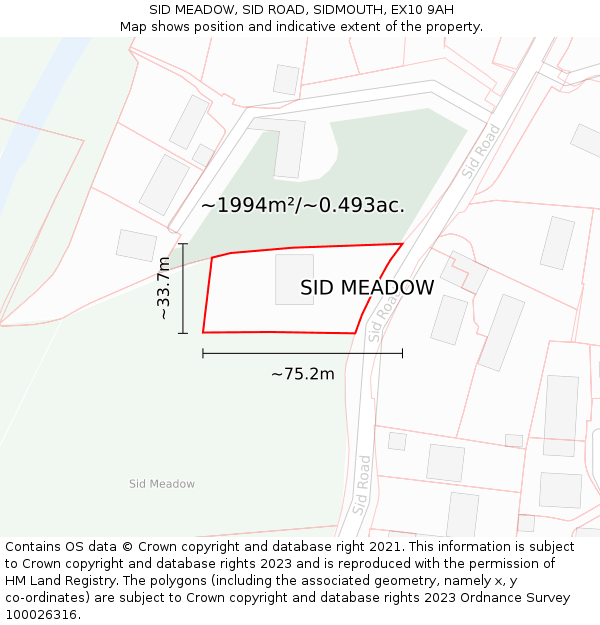 SID MEADOW, SID ROAD, SIDMOUTH, EX10 9AH: Plot and title map