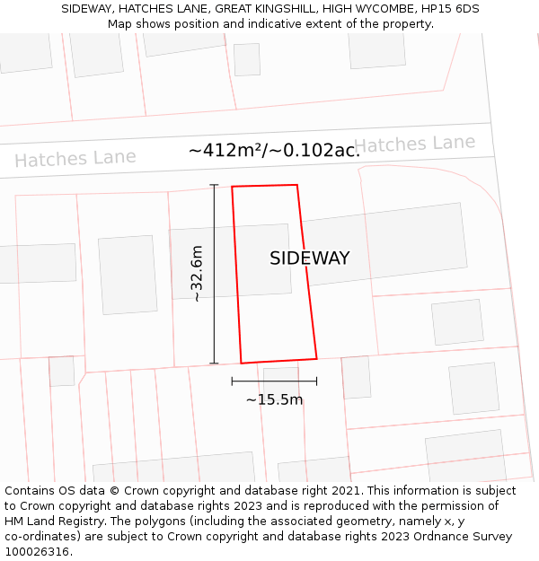 SIDEWAY, HATCHES LANE, GREAT KINGSHILL, HIGH WYCOMBE, HP15 6DS: Plot and title map