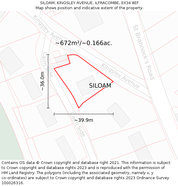 SILOAM, KINGSLEY AVENUE, ILFRACOMBE, EX34 8EF: Plot and title map