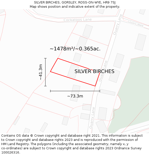 SILVER BIRCHES, GORSLEY, ROSS-ON-WYE, HR9 7SJ: Plot and title map