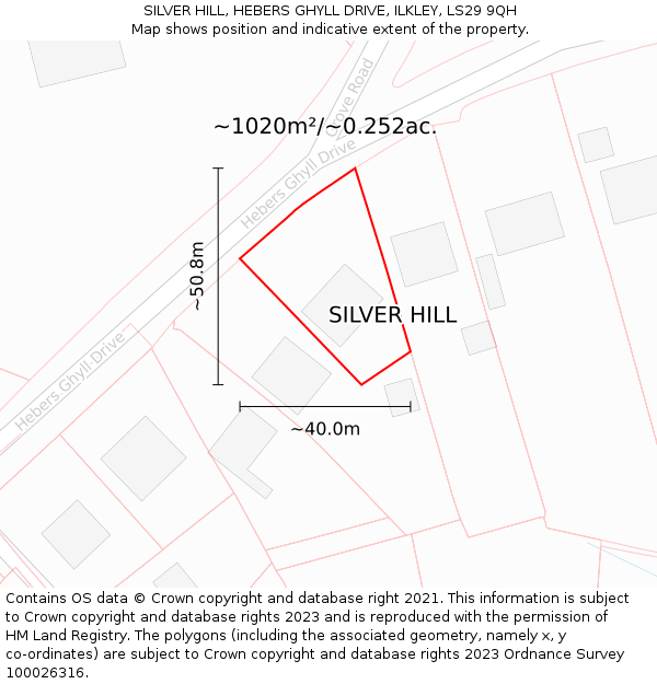 SILVER HILL, HEBERS GHYLL DRIVE, ILKLEY, LS29 9QH: Plot and title map