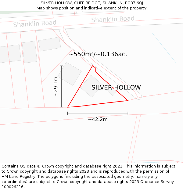 SILVER HOLLOW, CLIFF BRIDGE, SHANKLIN, PO37 6QJ: Plot and title map