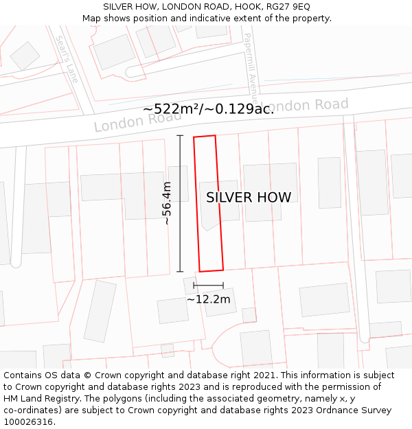 SILVER HOW, LONDON ROAD, HOOK, RG27 9EQ: Plot and title map