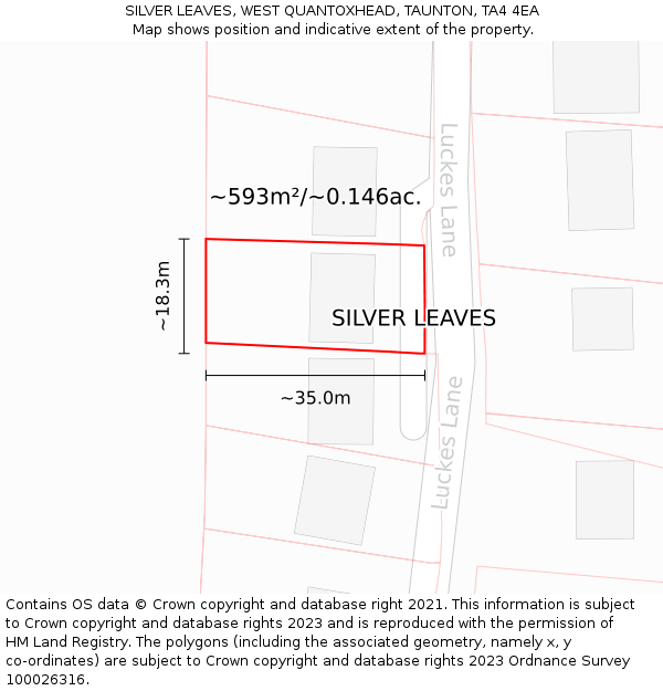 SILVER LEAVES, WEST QUANTOXHEAD, TAUNTON, TA4 4EA: Plot and title map