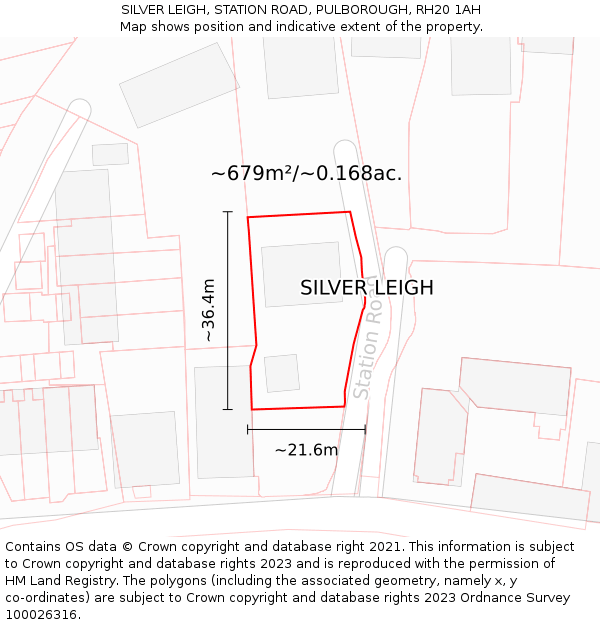 SILVER LEIGH, STATION ROAD, PULBOROUGH, RH20 1AH: Plot and title map