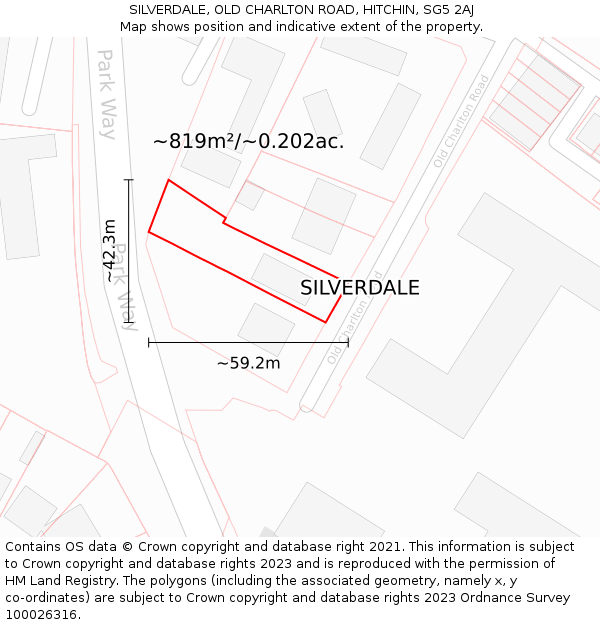 SILVERDALE, OLD CHARLTON ROAD, HITCHIN, SG5 2AJ: Plot and title map