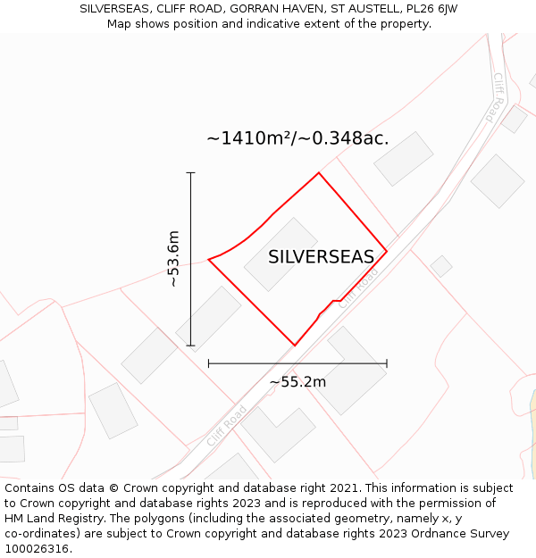 SILVERSEAS, CLIFF ROAD, GORRAN HAVEN, ST AUSTELL, PL26 6JW: Plot and title map