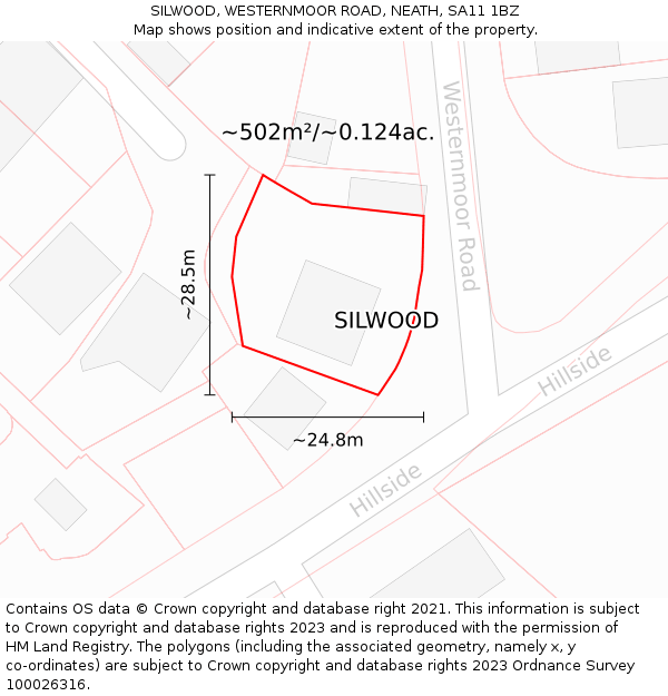 SILWOOD, WESTERNMOOR ROAD, NEATH, SA11 1BZ: Plot and title map