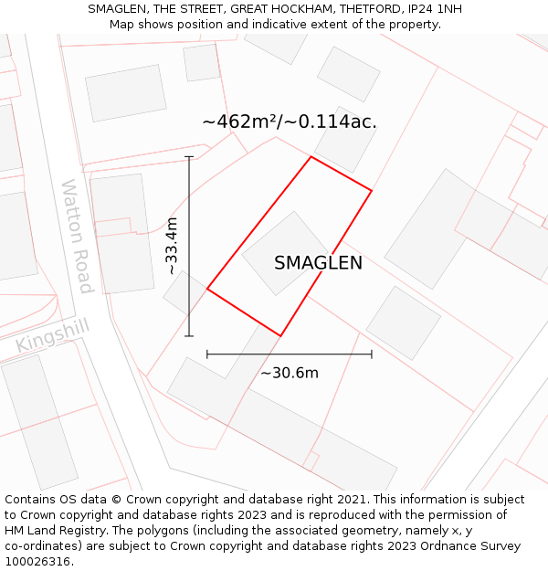 SMAGLEN, THE STREET, GREAT HOCKHAM, THETFORD, IP24 1NH: Plot and title map