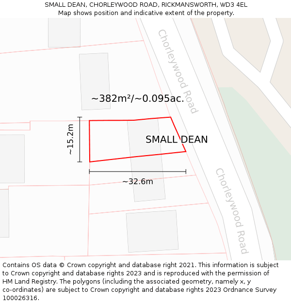 SMALL DEAN, CHORLEYWOOD ROAD, RICKMANSWORTH, WD3 4EL: Plot and title map