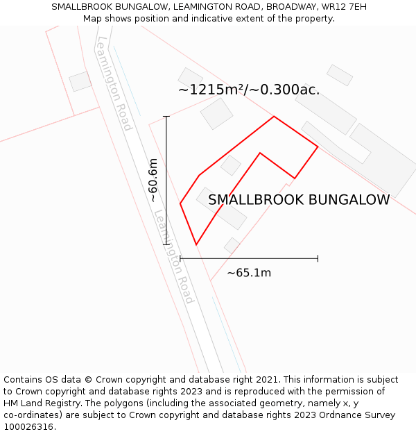 SMALLBROOK BUNGALOW, LEAMINGTON ROAD, BROADWAY, WR12 7EH: Plot and title map