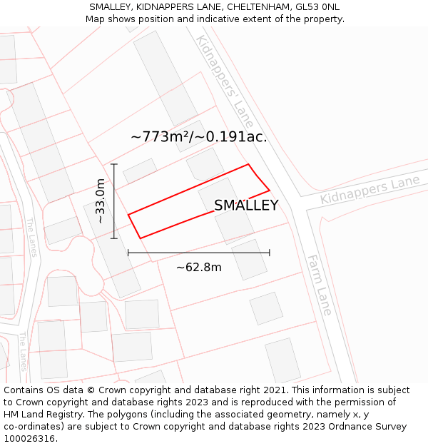 SMALLEY, KIDNAPPERS LANE, CHELTENHAM, GL53 0NL: Plot and title map
