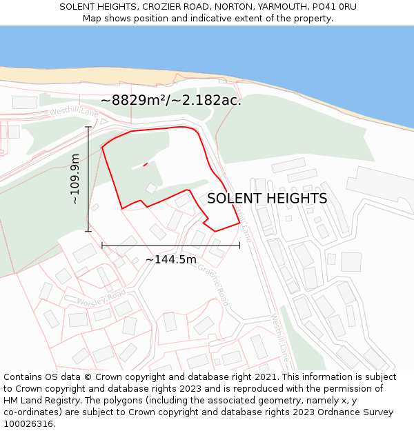 SOLENT HEIGHTS, CROZIER ROAD, NORTON, YARMOUTH, PO41 0RU: Plot and title map